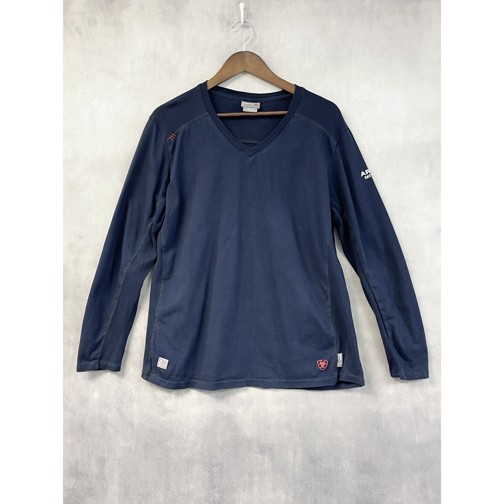 Ariat Womens FR AC Long Sleeve Work Shirt XL Navy Flame Resistant Cotton CAT 2